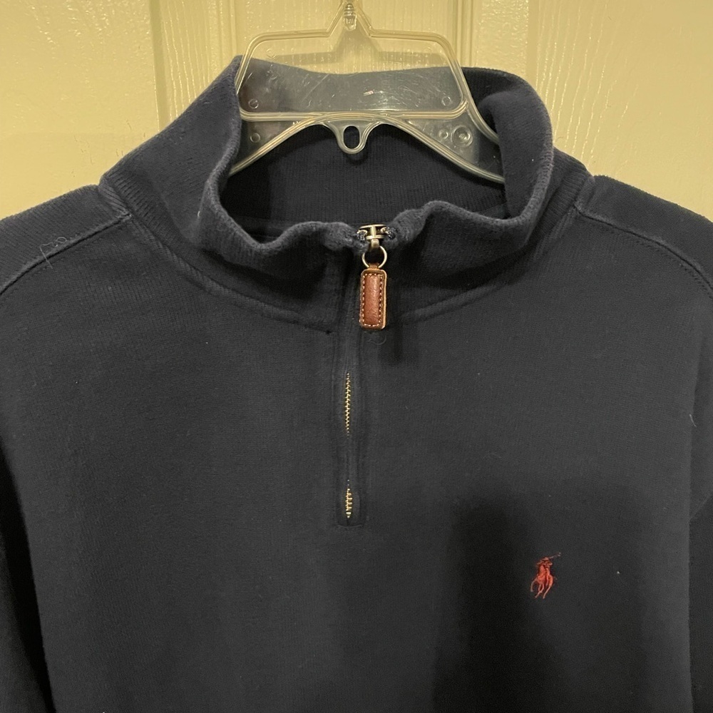 Ralph Lauren Navy Blue Cotton Quarter Zip Men's Sweater XXL - Picture 3 of 7